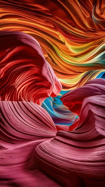 Vibrant panoramic colorful and abstract wavy sandstone background