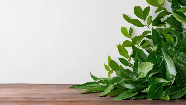 Vibrant Panoramic Green Foliage on Crisp White Background