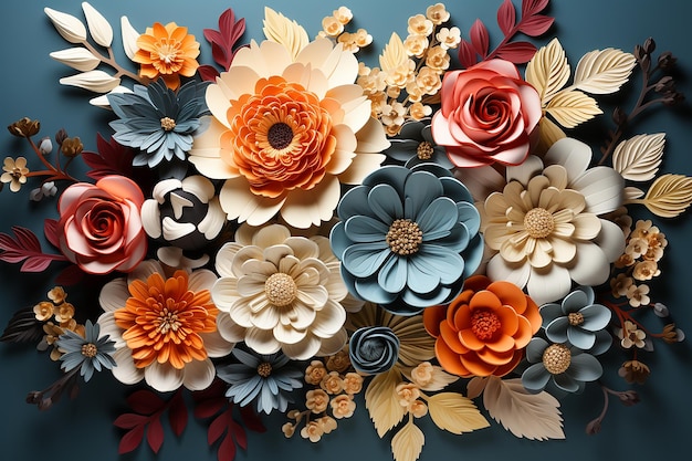 Vibrant Paper Bouquet on Light Grey