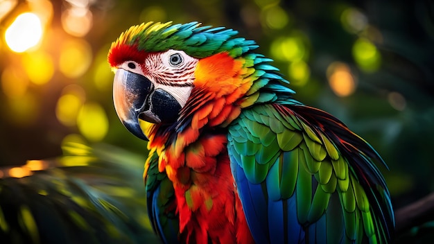 Vibrant parrot closeup jungle background wallpaper