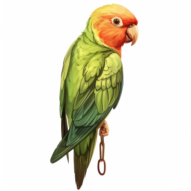 Photo vibrant parrot illustration on white background for tropical designs generative ai