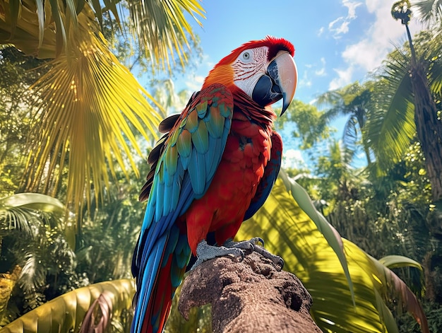 The vibrant parrot perched in the nature Generative AI Technology