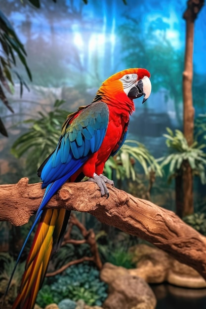 The vibrant parrot perched in the nature Generative AI Technology