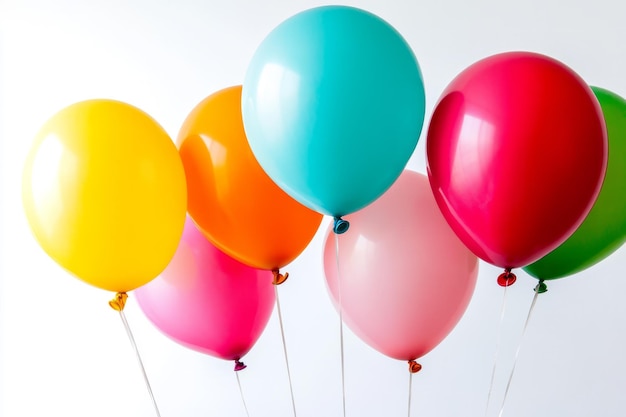 Vibrant Party Balloons against White Background