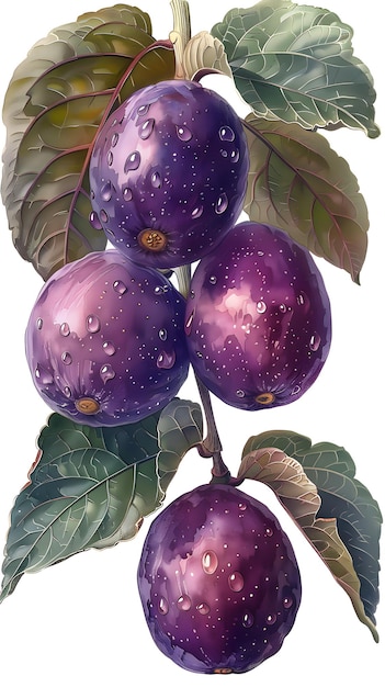 A vibrant passionfruit on a white background of an old botanical illustration with a clean and transparent background