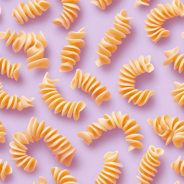 Vibrant Pasta Spirals in Pastel Lavender Seamless Pattern