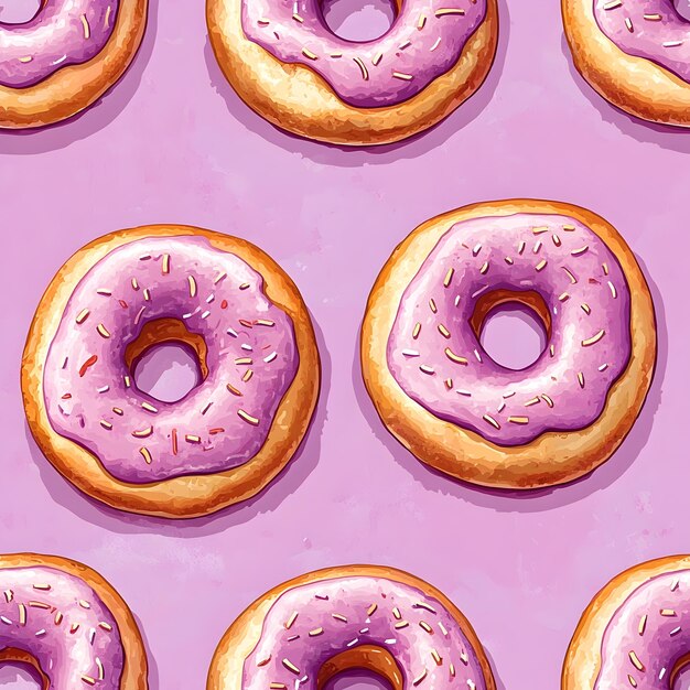 Vibrant Pastel Donuts Seamless Pattern for Bakery Confectionery and Food Packaging Designs