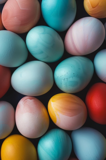 Photo vibrant pastel eggs a collection of colorful eggs with marbled patterns