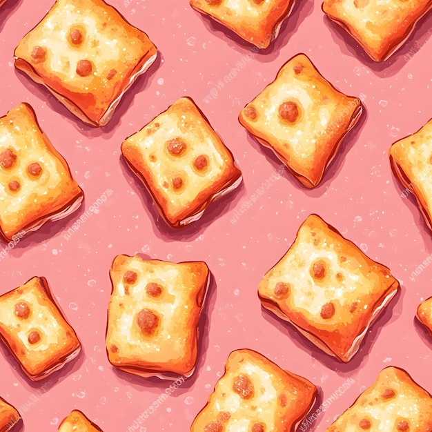 Vibrant Pastel Pink Backdrop with Seamlessly Tiled Pizza Rolls for Appetizing Culinary Patterns