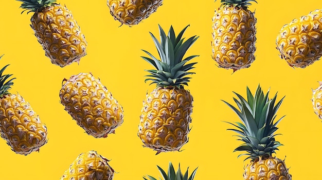 Photo a vibrant pattern of pineapples on a yellow background