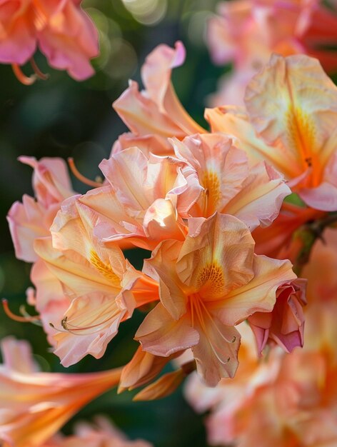 Photo vibrant peach azalea blossoms in full bloom