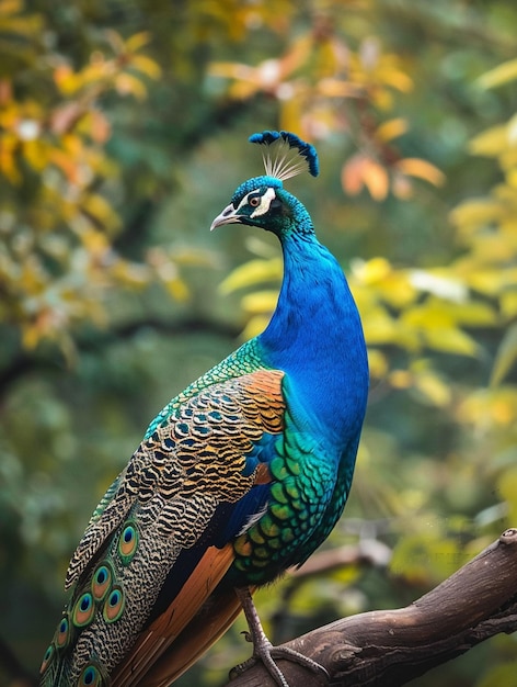 Vibrant Peacock Displaying Iridescent Feathers in Natural Habitat