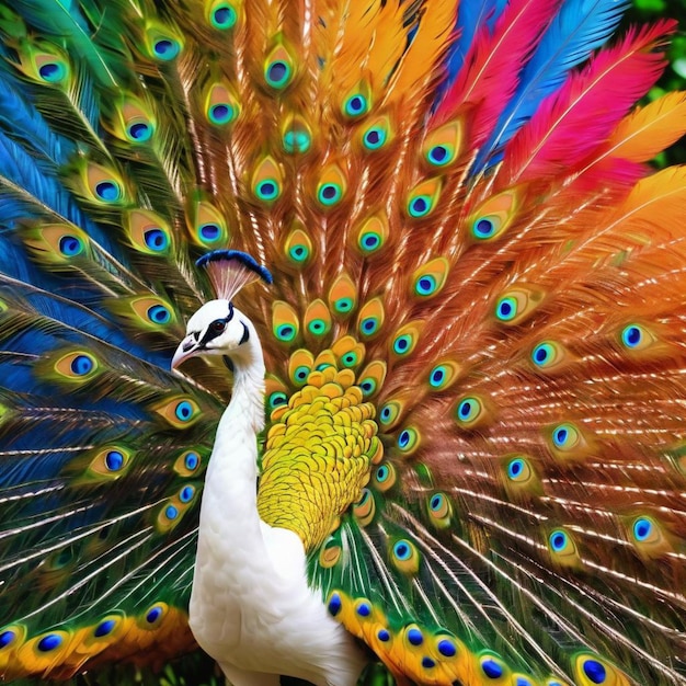 A vibrant peacock showcasing its colorful plumage