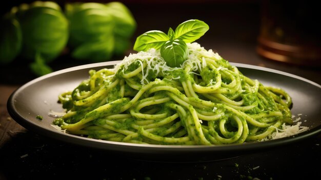 Photo vibrant pesto and oil