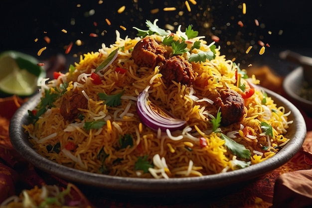 vibrant photo of Biryani Garnish Scattering