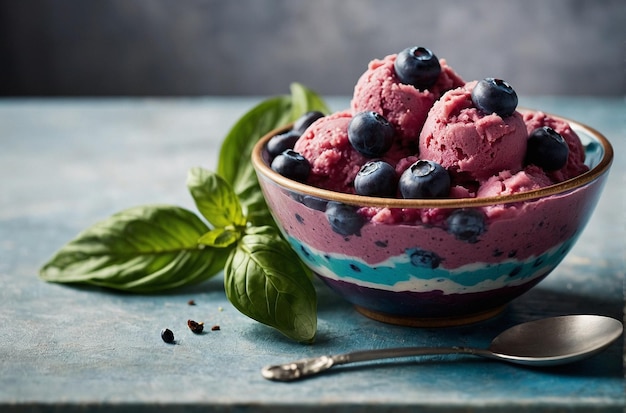 vibrant photo of Blueberry Basil Sorbet Bowl