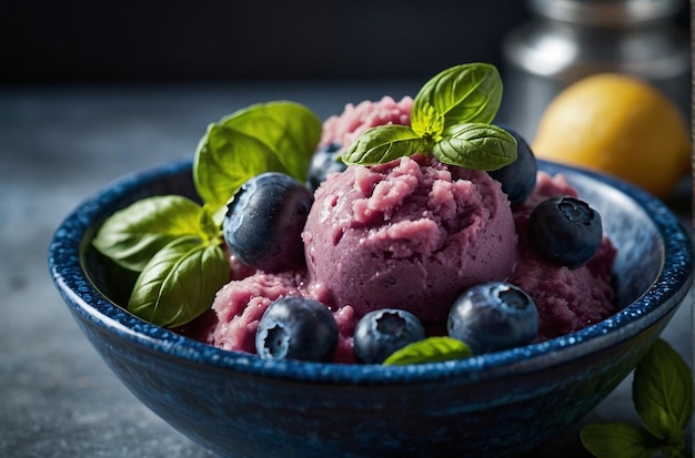 vibrant photo of Blueberry Basil Sorbet Bowl