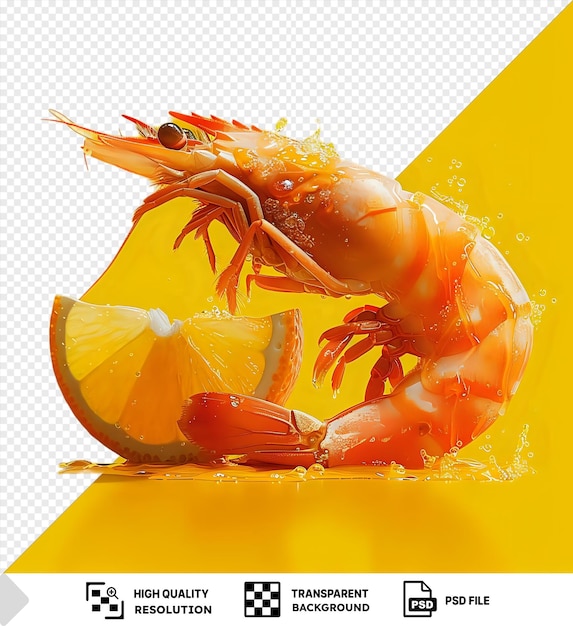 Photo a vibrant photo featuring a lobster orange and crab on a yellow background