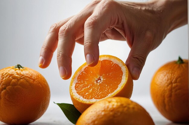 vibrant photo of Hand Squeezing Fresh Orange Juice