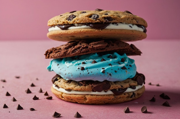 vibrant photo of An ice cream sandwich with chocol