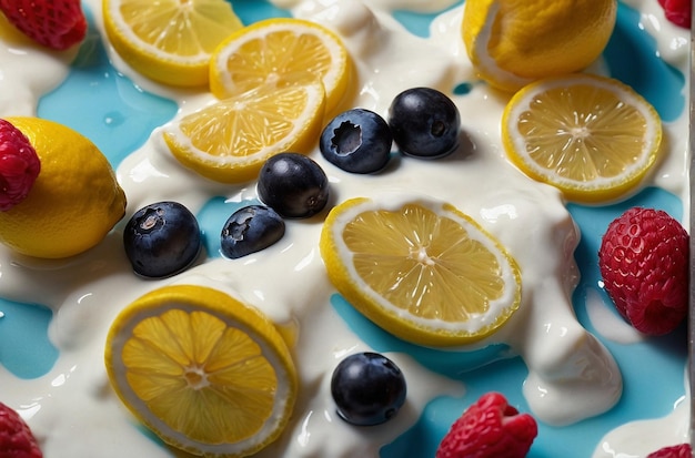 vibrant photo of Lemon juice mixed in yogurt pa