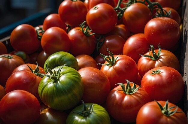 vibrant photo of Market Scene with Fresh Tomatoes