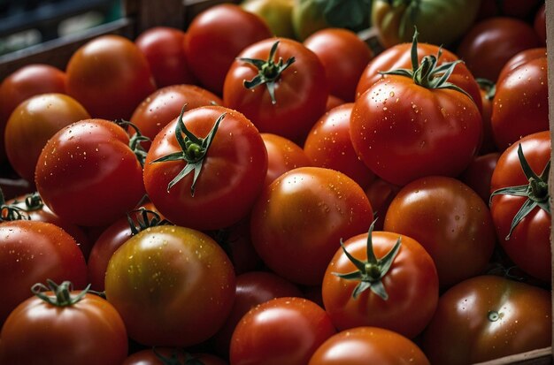 vibrant photo of Market Scene with Fresh Tomatoes