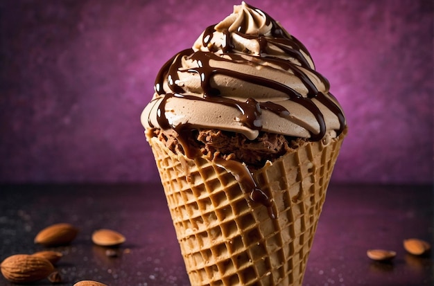 vibrant photo of Mocha Almond Fudge Ice Cream Cone