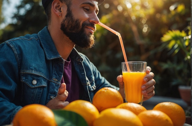 vibrant photo of Person Enjoying OJ Outdoors