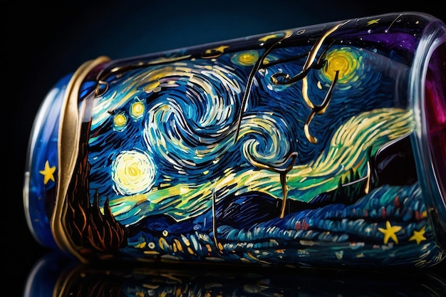 Photo vibrant photo of starry night juice bottle