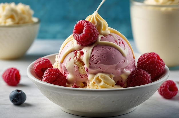 vibrant photo of White Chocolate Raspberry Ice Cre