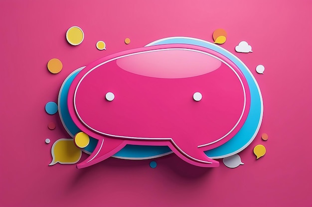 Photo vibrant pink background with 3d chat bubble