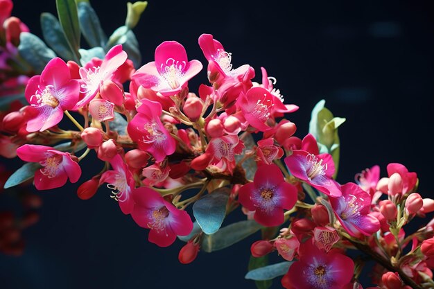 Vibrant pink blossoms gracefully arching against a deep blue background showcasing the beauty of nature in full bloom during spring