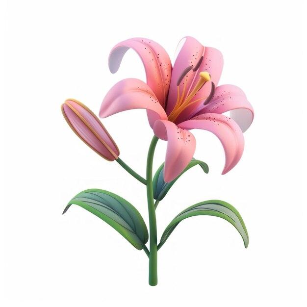 Photo vibrant pink lily flower illustration