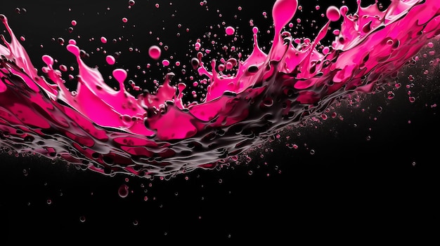 A vibrant pink liquid splash captured on a dark backdrop Generative ai