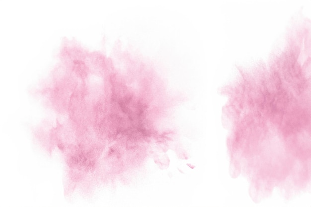 Vibrant Pink Powder Burst Explosive Splash on Clean White Surface