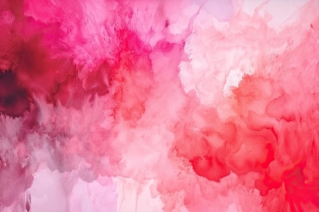 Vibrant pink and red abstract painting hanging on a crisp white wall