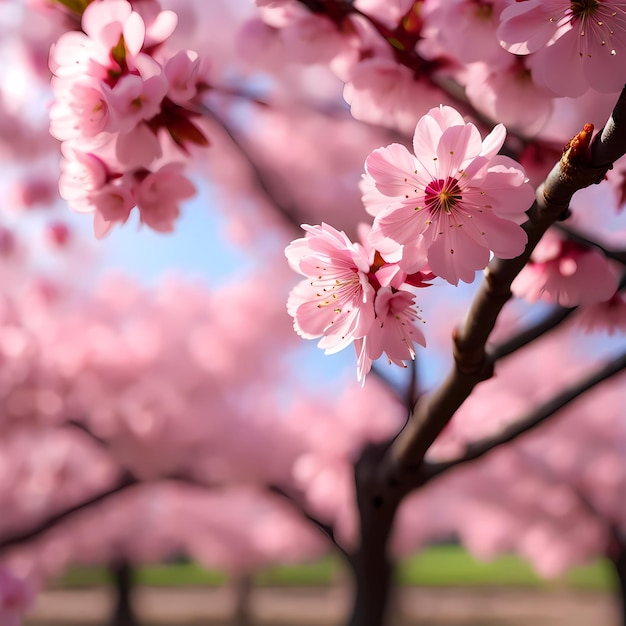 Vibrant Pink Sakura Tree in Isolation