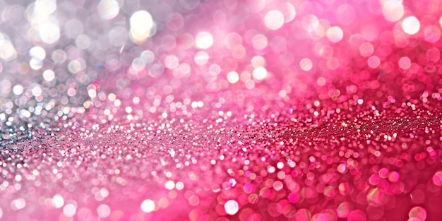 Vibrant Pink and Silver Bokeh Background with Glitter Sparkles