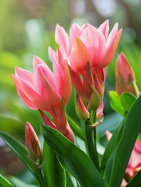 Vibrant Pink Tulips in Bloom Spring Floral Beauty