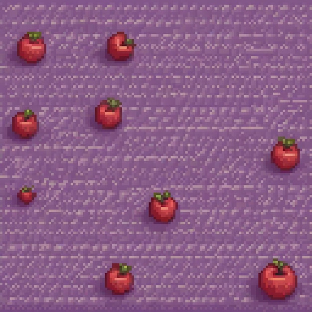 Photo vibrant pixel art of juicy strawberries on a purple backdrop