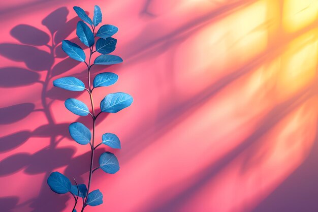 Photo vibrant plant against colorful background nature shadow play design for print and posters