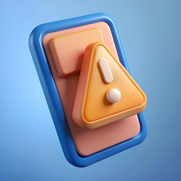 Photo a vibrant and playful 3d illustration of a mobile phone warning icon perfect for adding a touch of fun and interactivity to your designs