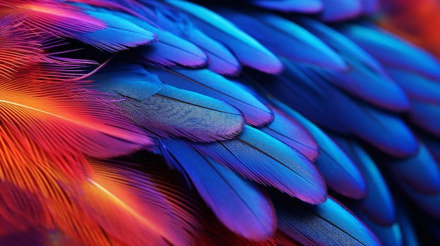 Vibrant Plumage Closeup of MultiColored Feather