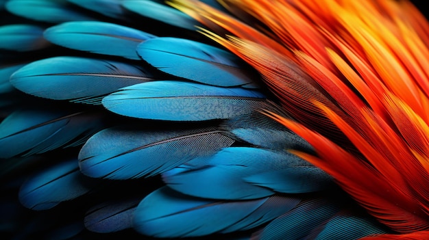 Vibrant Plumage Closeup of MultiColored Feather