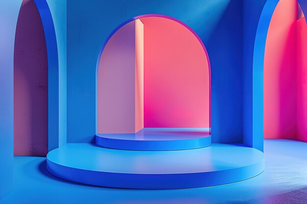 Vibrant podium in a colorful abstract environment ideal for showcasing objects