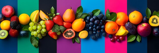 Photo vibrant pop art illustrations of various fruits