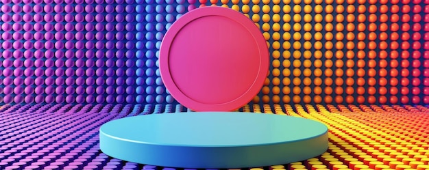 Vibrant pop art podium with colorful circular background for creative displays