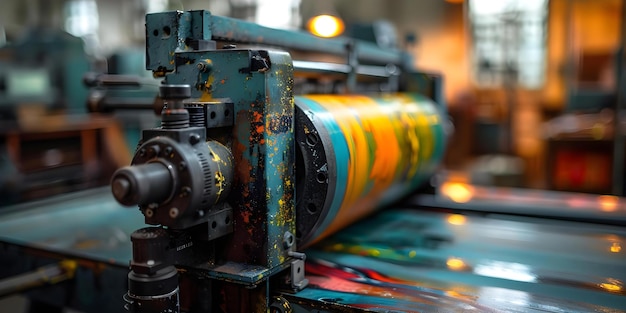 Vibrant Printing Press in Action at a Publishing House Concept Printing Process Publishing Industry Vibrant Designs Manufacturing Technology Creative Workspace