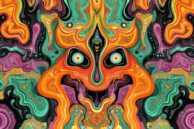 Photo vibrant and psychedelic abstract digital art design